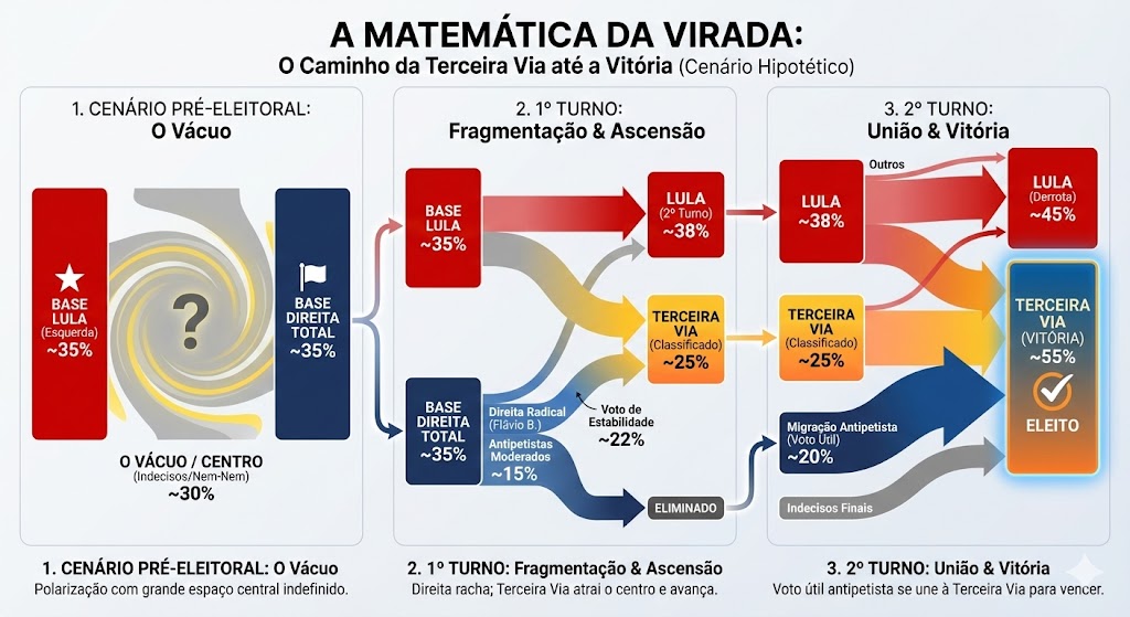 Gráfico explicativo: O caminho matemático para a terceira via vencer as eleições presidenciais